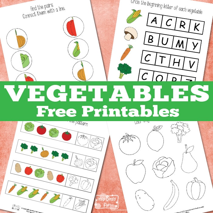 Free printable vegetable worksheets