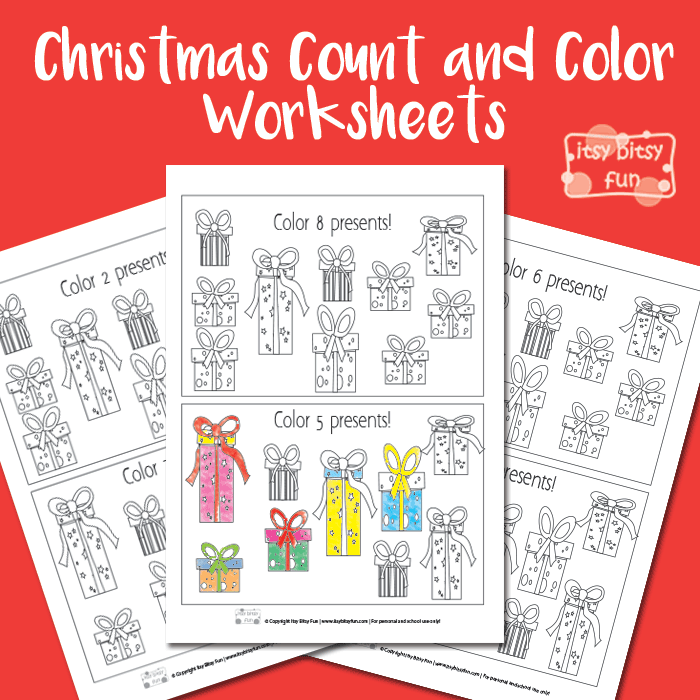 Christmas Worksheets Count and Color