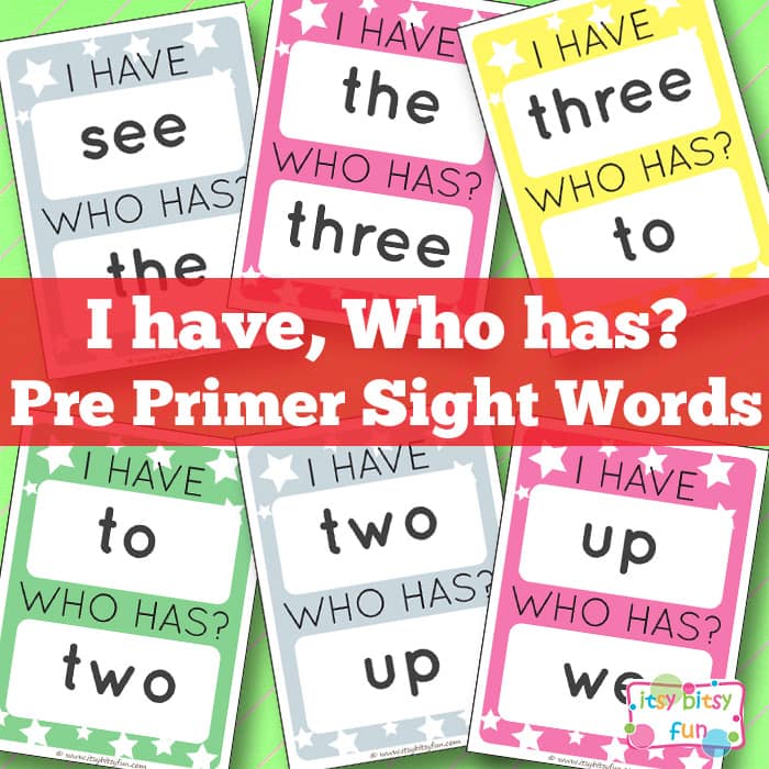 I have Who Has Pre Primer Sight Words Sight Word Games