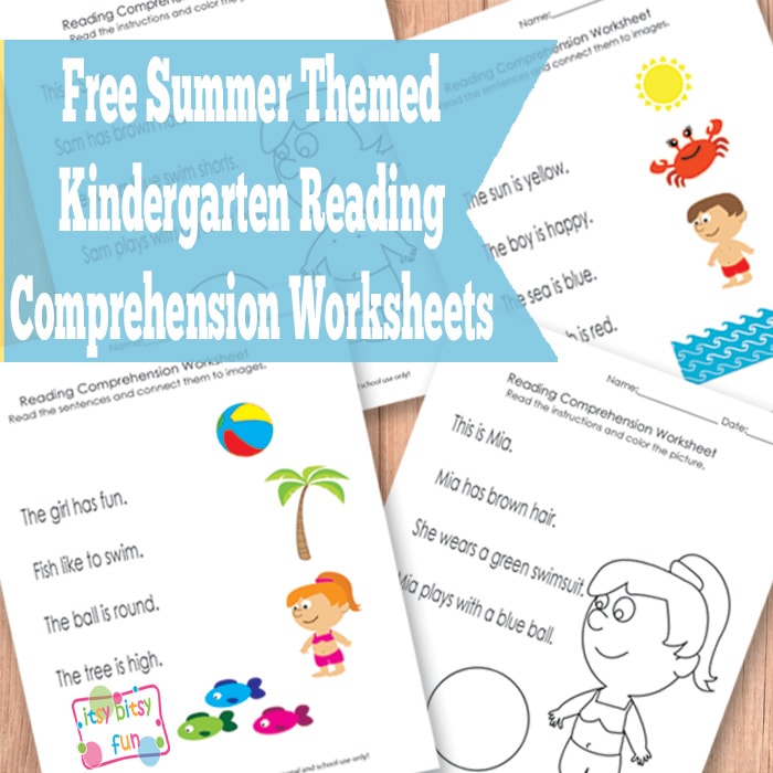 Summer Kindergarten Reading Comprehension Worksheets