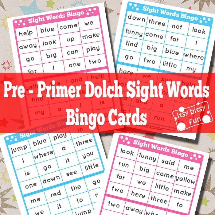 Pre Primer Sight Words Bingo Cards