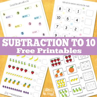 Fun Math Subtraction to 10 Printables - Itsy Bitsy Fun