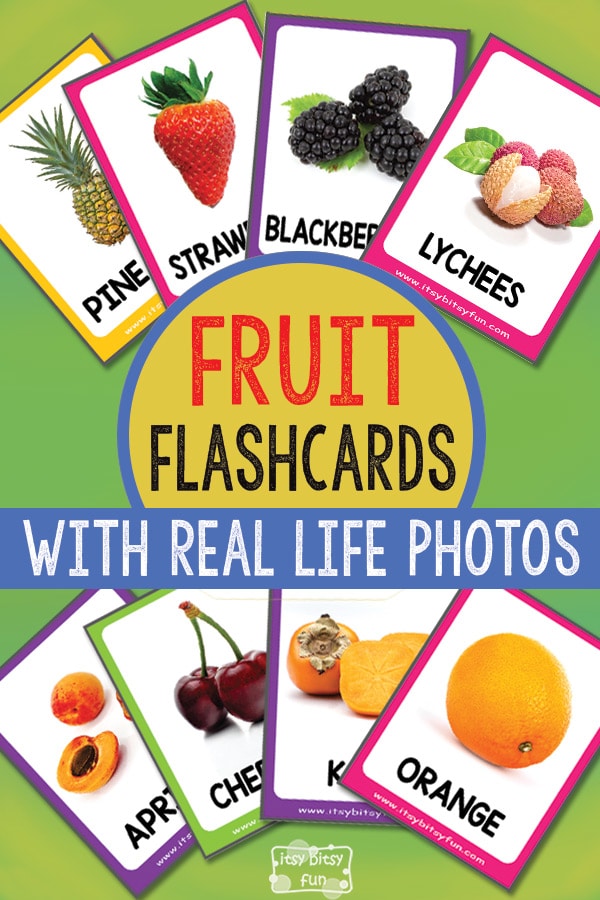 MagiDeal 21Pcs Pack Fruits Flash Cards Set Kids Educational Picture Letters Flashcard 