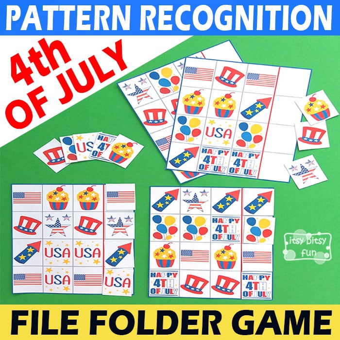 4th of July Pattern Recognition File Folder Game