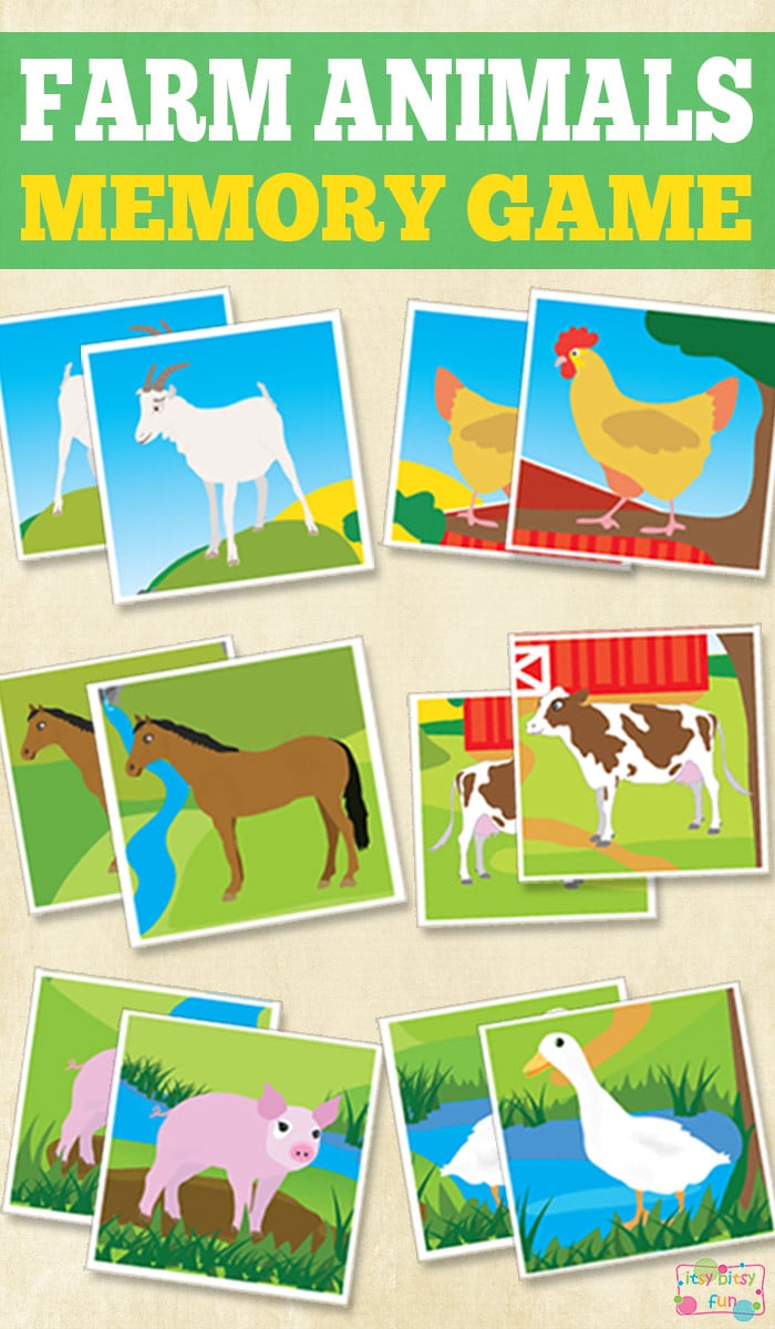 Free Printable Farm Animals Memory Game for Kids. This is super fun printable activity for working on memory and concentration.