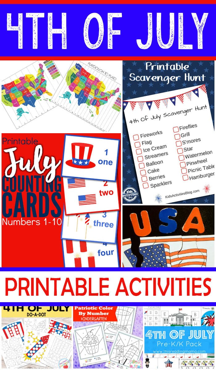 Free Printable 4th of July Printable Activities for Kids