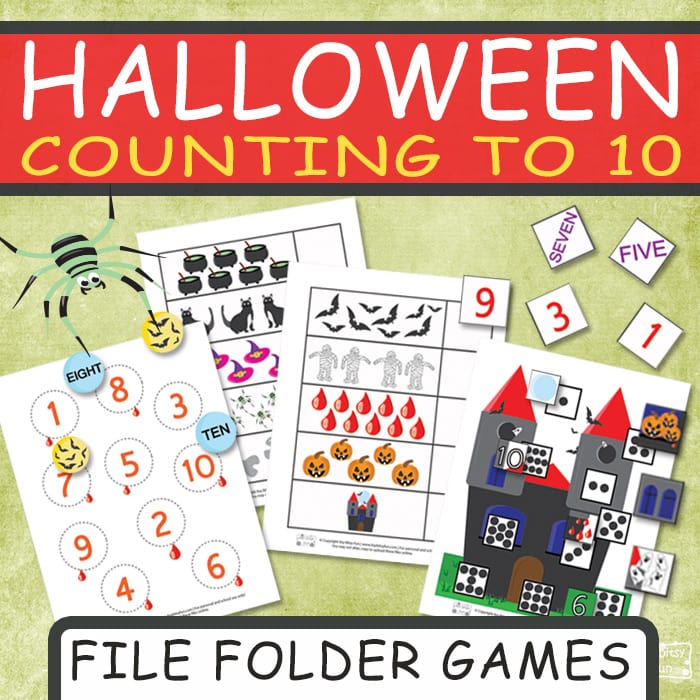 Halloween Counting to 10 File Folder Games for Kids