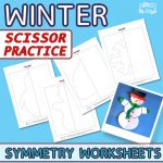 Winter Scissor Practice Symmetry Worksheets for Kids