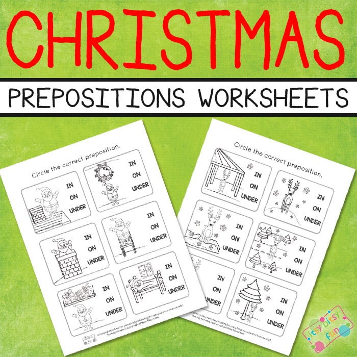Free Christmas Prepositions Worksheets