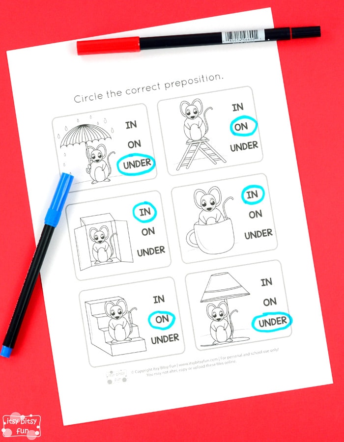 Prepositions of Place Worksheets for Kids