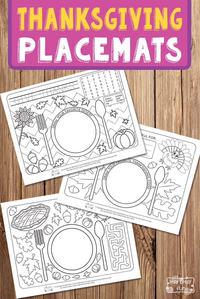 Free Printable Thanksgiving Day Placemats for Kids to Play With. Fun Thanksgiving printable activity for kids. 