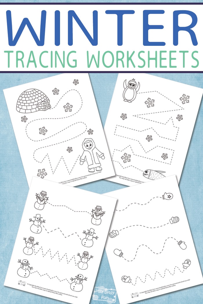 Free Printable Winter Tracing Worksheets for Kids #freeprintablesfokids #winterprintablesforkids #tracingworksheets