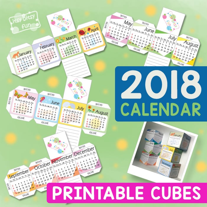 Printable Calendar 2018 Cubes