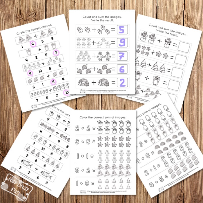 Winter Worksheets - Addition to Ten