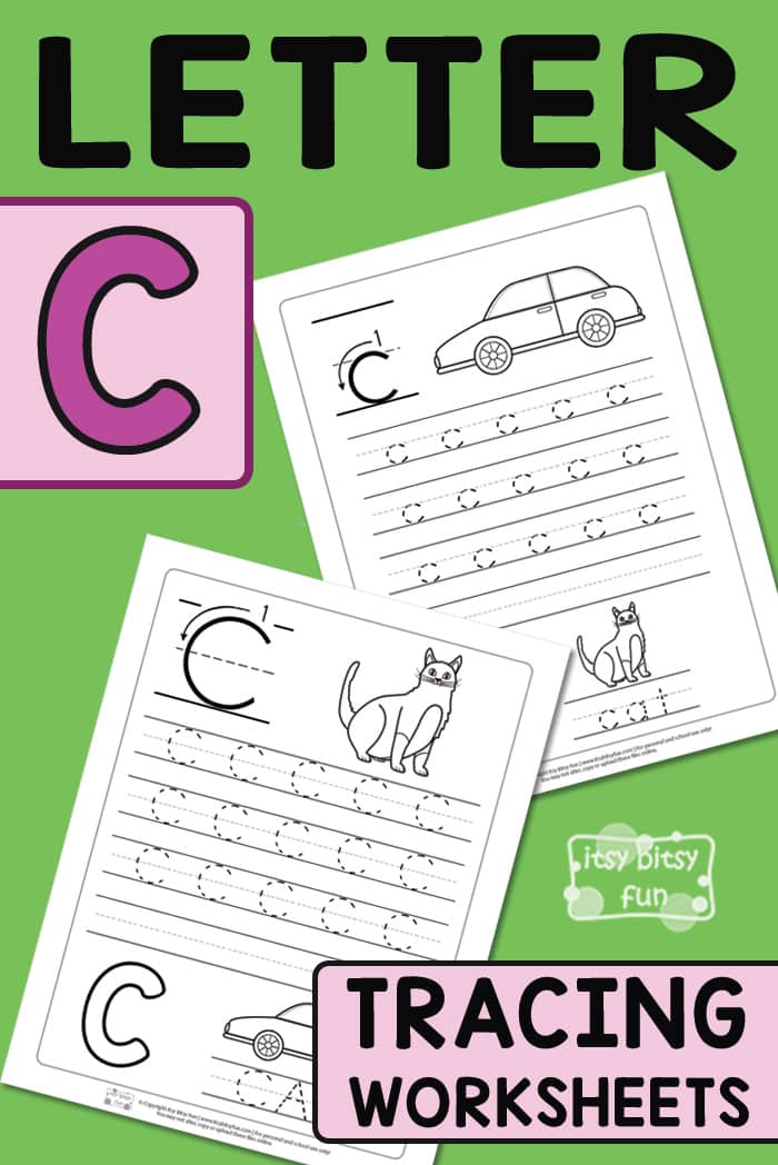 Printable Letter C Worksheets for Kindergarten and Preschool #freeworksheetsforkids #lettertracing #alphabetworksheets