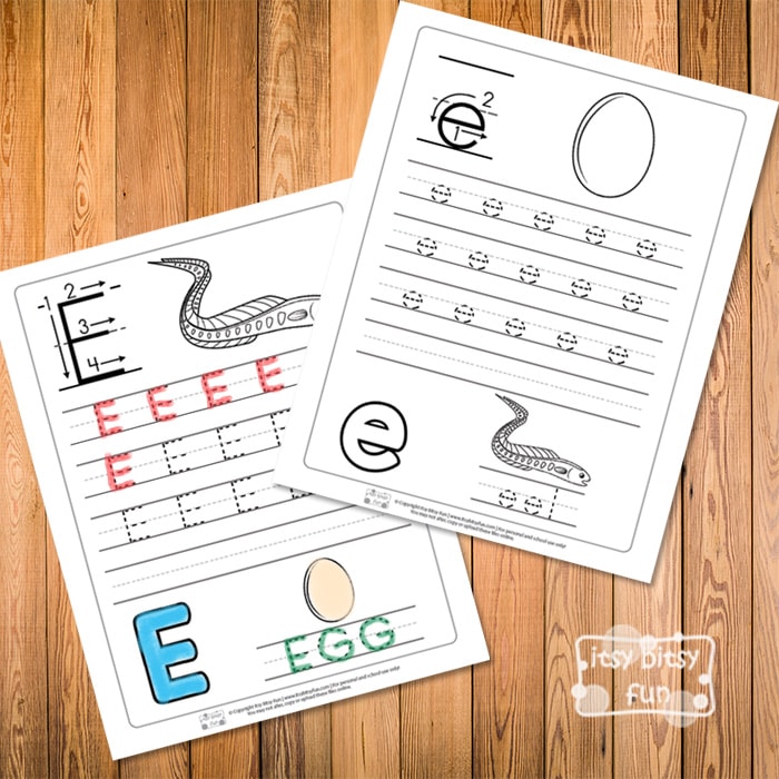 Trace the Letter E Worksheets