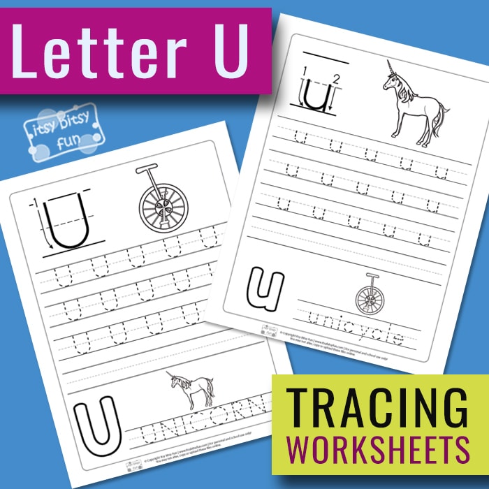 Letter U Tracing Worksheets