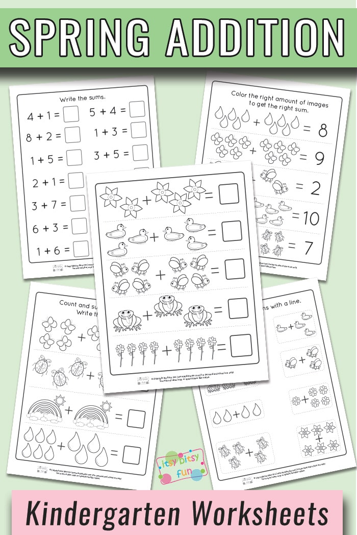 Spring Kindergarten Addition Worksheets Itsy Bitsy Fun