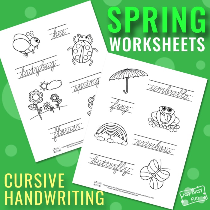 Spring Cursive Tracing Worksheets