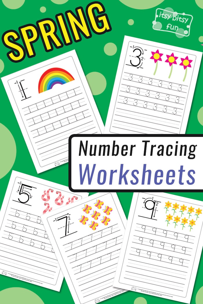 Spring Number Tracing Worksheets Itsybitsyfun