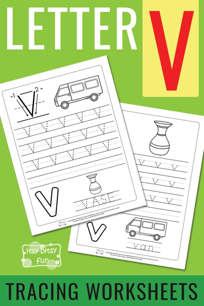 Letter V Tracing Worksheets for Kids