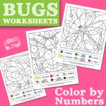 Bugs Color by Numbers from 1 to 10 Worksheets