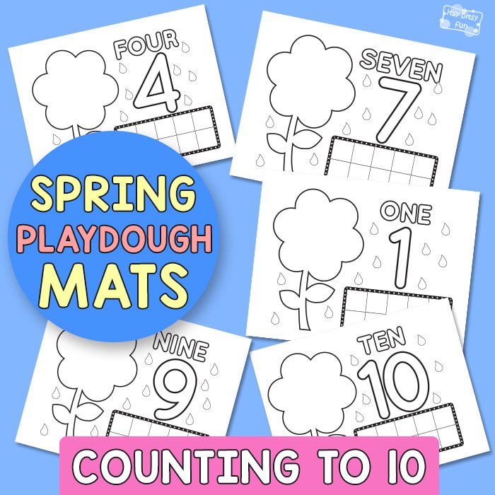 Spring Playdough Mats - Counting to 10
