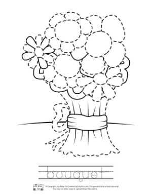 Flowers Bouquet Tracing Coloring Page for Kids