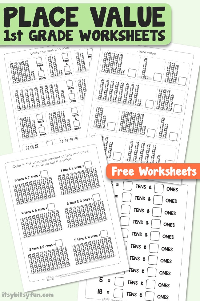 free math worksheets for 1st grade place value