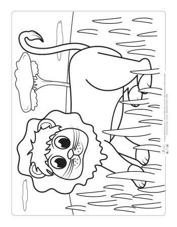 Lion coloring page for kids.