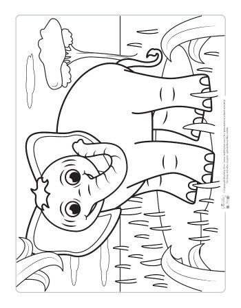 Elephant coloring page for kids.