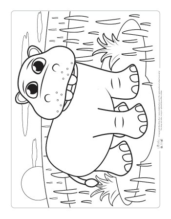 Hippopotamus coloring page for kids.