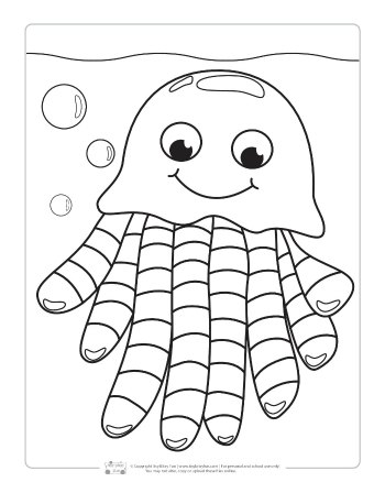 A jelly fish coloring page for kids.