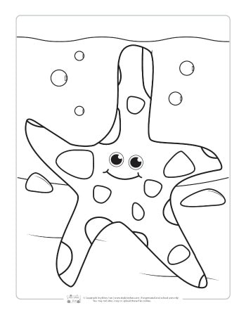 A star fish coloring page for kids.