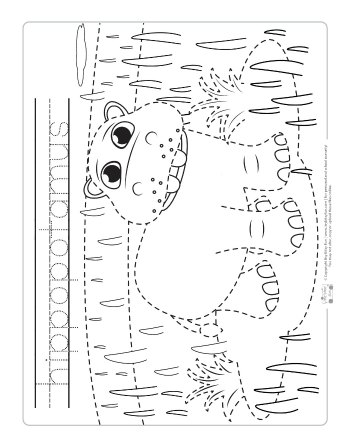 Hippo coloring page for kids.