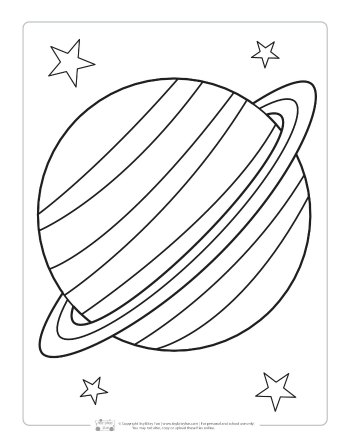 Saturn coloring page for kids.