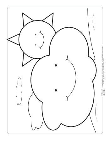 Partly sunny coloring page for kids.
