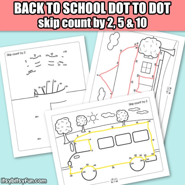 Back to School Dot to Dot Skip Counting Worksheets