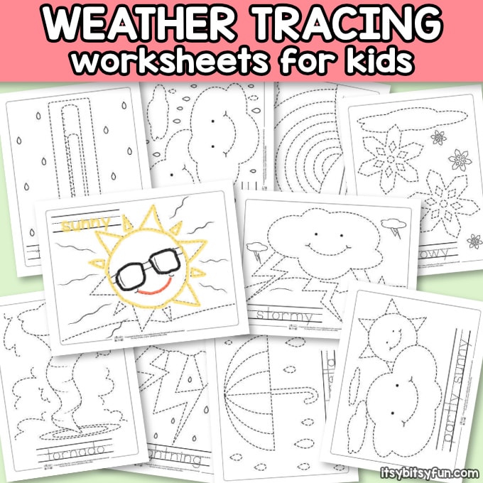 FREE Weather tracing worksheets for kids.