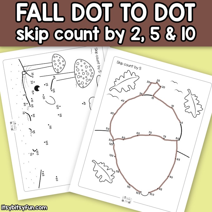 Fall Connect the Dots Skip Counting Worksheets