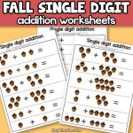 Fall Single Digit Addition Worksheets