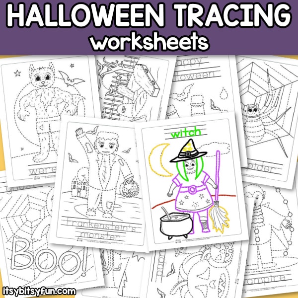 Halloween Tracing Worksheets for Kids