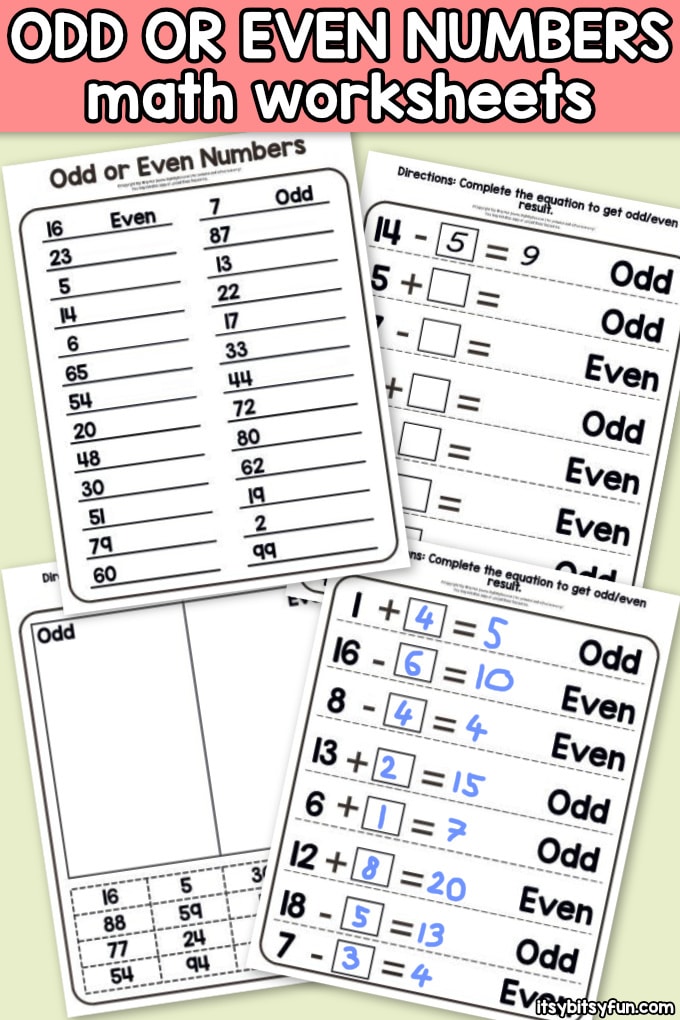 Odd or even numbers worksheets for 1st grade.