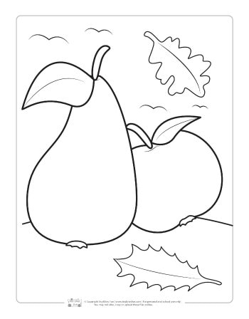 Pear and Apple Coloring Page