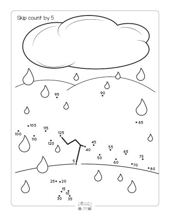 Umbrella Dot to Dot Skip Counting Worksheet
