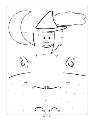 Witch Dot to Dot Worksheets.