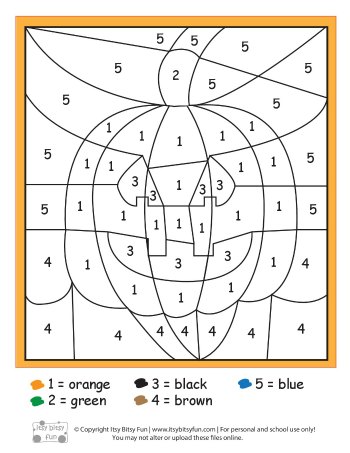 Halloween Color By Numbers Worksheets Itsybitsyfun Com