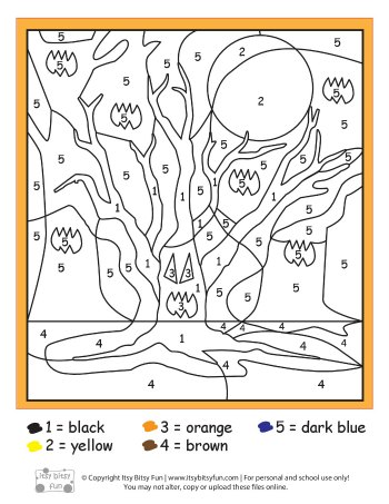 Halloween Color By Numbers Worksheets Itsybitsyfun Com