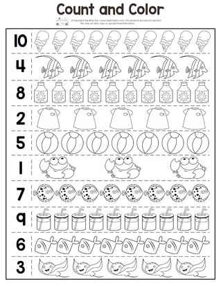 Count and Color Worksheet for Preschool