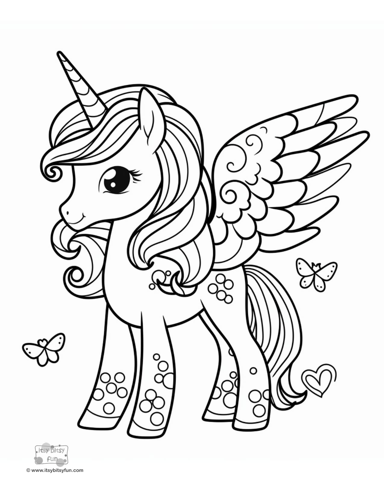 Unicorn Kids Coloring Page Printable